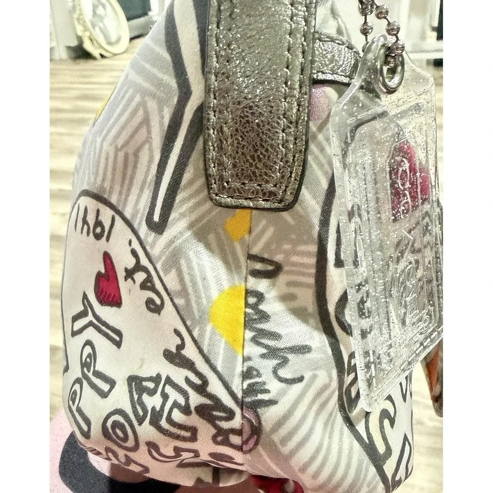 Coach Poppy Hearts Glitter Hobo Shoulder Purse Bag
